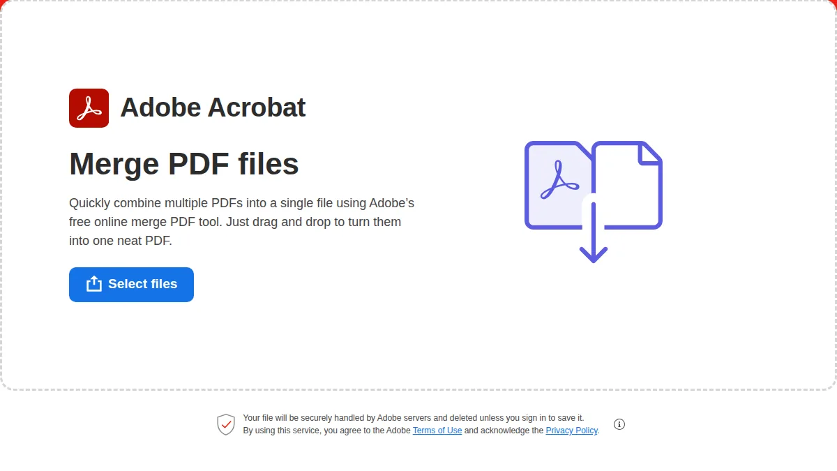 Adobe Acrobat Online merge PDF tool
