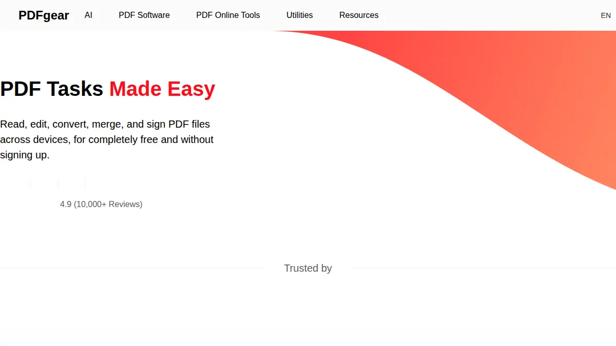 PDFgear desktop application interface for merging PDFs